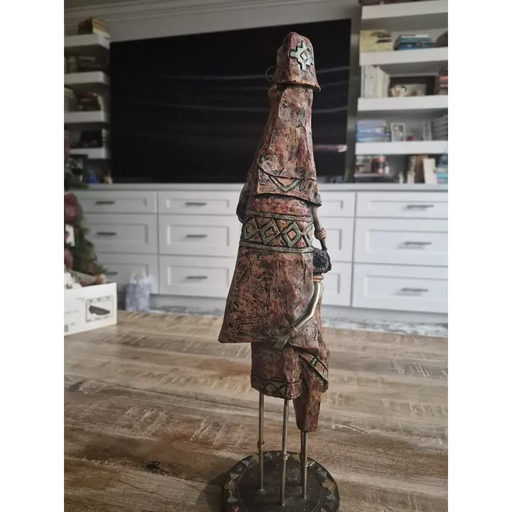 Turtle King Corp 15 Inch Tall African Lady with Boy and Vase Statue Sculpture